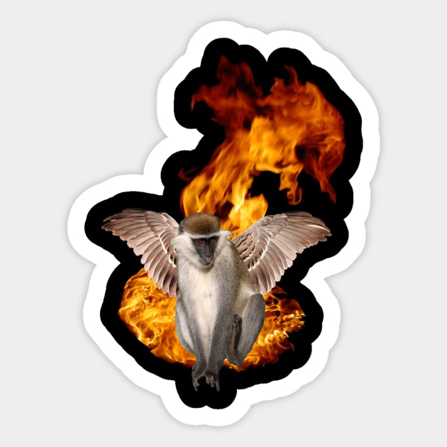 Flying Fire Monkey Sticker by MixedNutsGaming